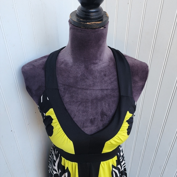 Inc International Concepts Women's Asymmetrical Hem Black Yellow Maxi Dress XS - Picture 3 of 13